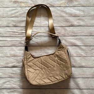IHKWIP Crossbody Shoulder Bag Zig Zag Quilted Convertible Camel